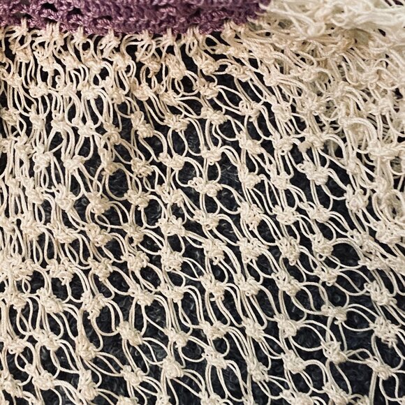 Vintage Handcrafted Crocheted Baby Bonnet in Lavender and White - Picture 7 of 7